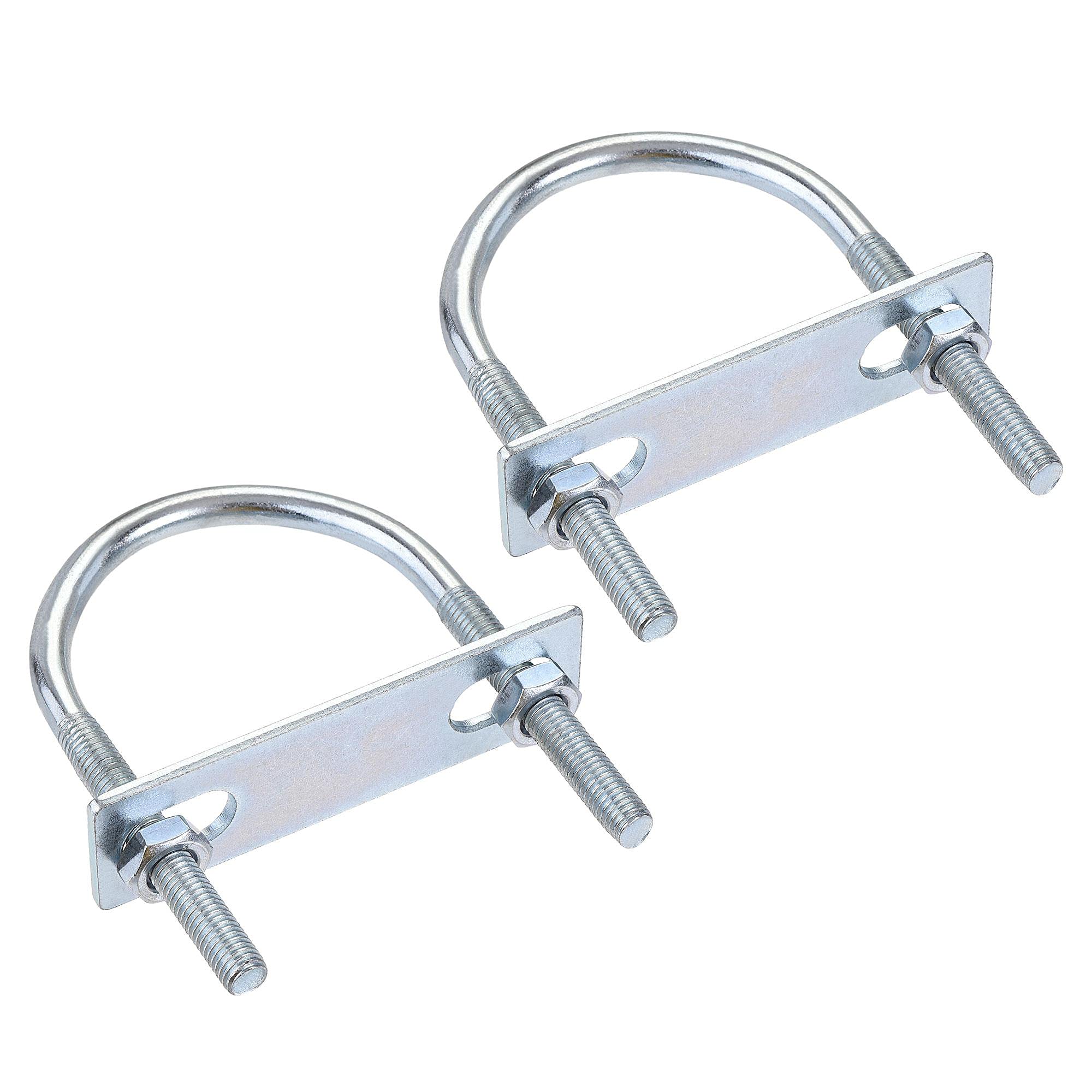 sourcing map Round U-Bolts 2 Sets 2.36"(60mm) Inner Width 100mm Length Steel M8 with Nut, Plate