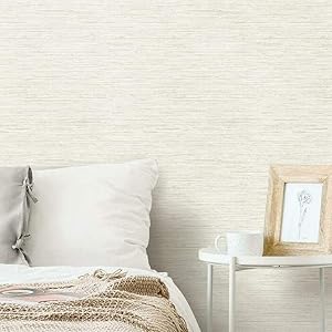 RoomMates RMK11562WP Beige & Grey Grasscloth Peel and Stick Removable Wallpaper