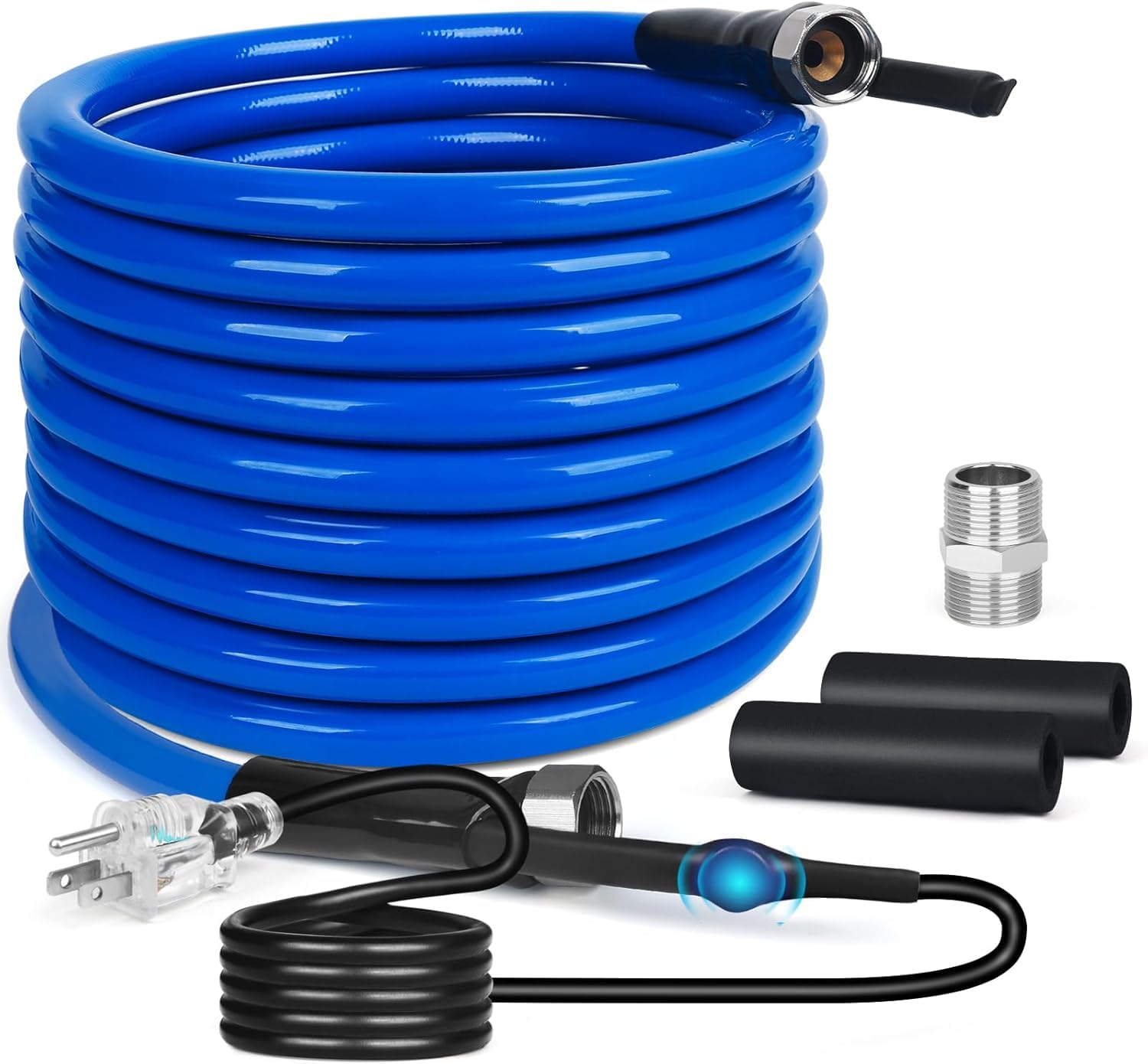 Photo 1 of JDZKOMKE 75FT Heated Water Hose for RV,Heated Drinking Water Hose with Thermostat,Lead and BPA Free,1/2" Inner Diameter,Temperatures Down to -40°F Self-Regulating,Blue Appearance