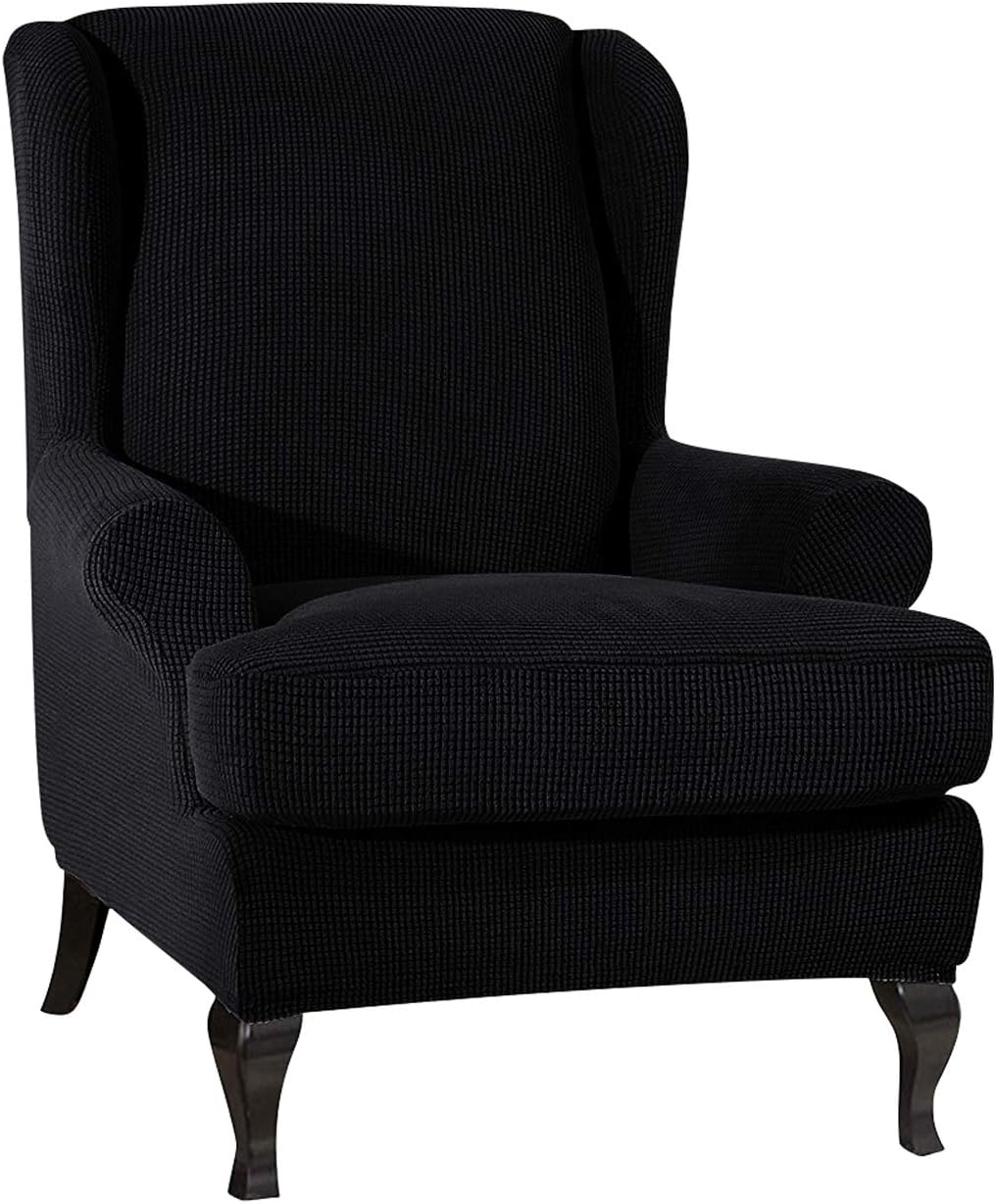 PETCUTE Wing Chair Slipcovers Armchair Covers with Ears Stretch Wing