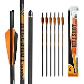 ASODROCK Crossbow Bolts 20 Inch 400 Grain Carbon Crossbow Arrows .003/.001 Straightness with 3 Inch Vanes, Moon Nock (Pack of 6)