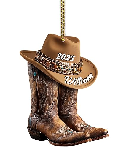 Personalized Name Cowboy Dachshund Christmas