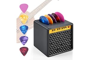 Bangzi Guitar Pick Storage Box,Guitar Picks Holder Box for Musicians and Collectors,Guitar Pick Display Holder,Mini Speaker Amp Design with 5 Premium Celluloid Picks,Gift for Guitar Players