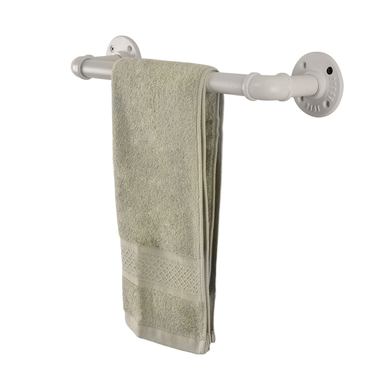 LINKPIPES Pipe Towel Bar Wall Mounted Industrial Towel Rack Holder Rustic Heavy Duty Bathroom Hardware(12 inch,White)