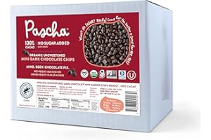 Pascha Organic Mini Unsweetened Dark Chocolate Baking Chips 100% Cacao, UTZ, Gluten Free, Non GMO, No Added Sugar, Bulk
