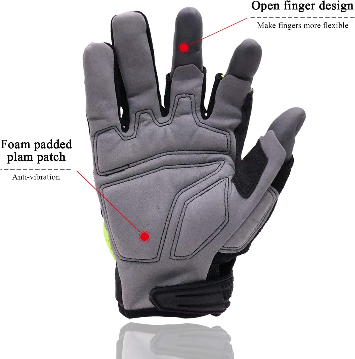 HANDLANDY Framer Work Gloves Open-Finger Carpenters Gloves, Dexterity Fingerless Framing Gloves, Green-3 Fingerless, M (Pack of 1) - Image 4