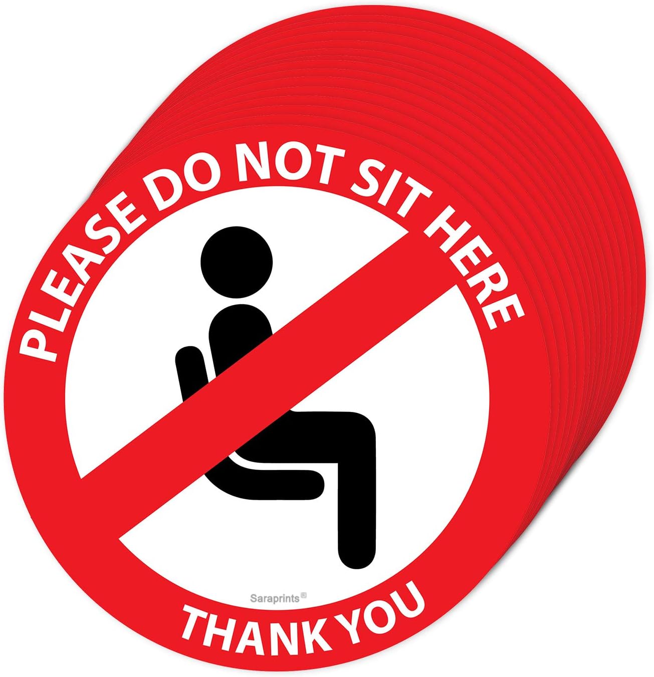 Pack of 24 Do Not Sit Here Sign (65 mm) Waterproof Do Not Sit Here Stickers, pink|red|black, Small - Image 3
