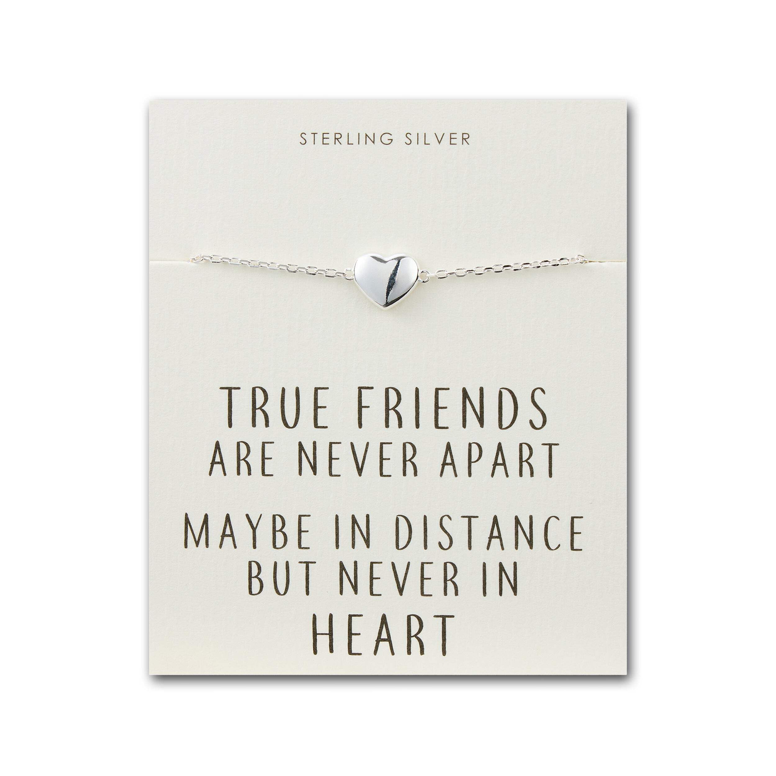 Philip Jones Sterling Silver Friendship Quote Heart Bracelet