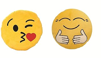 Skylofts Kissing Smiley Emoji Pillow and Hug Me Tight Emoji Cushion Valentines Birthday Gift