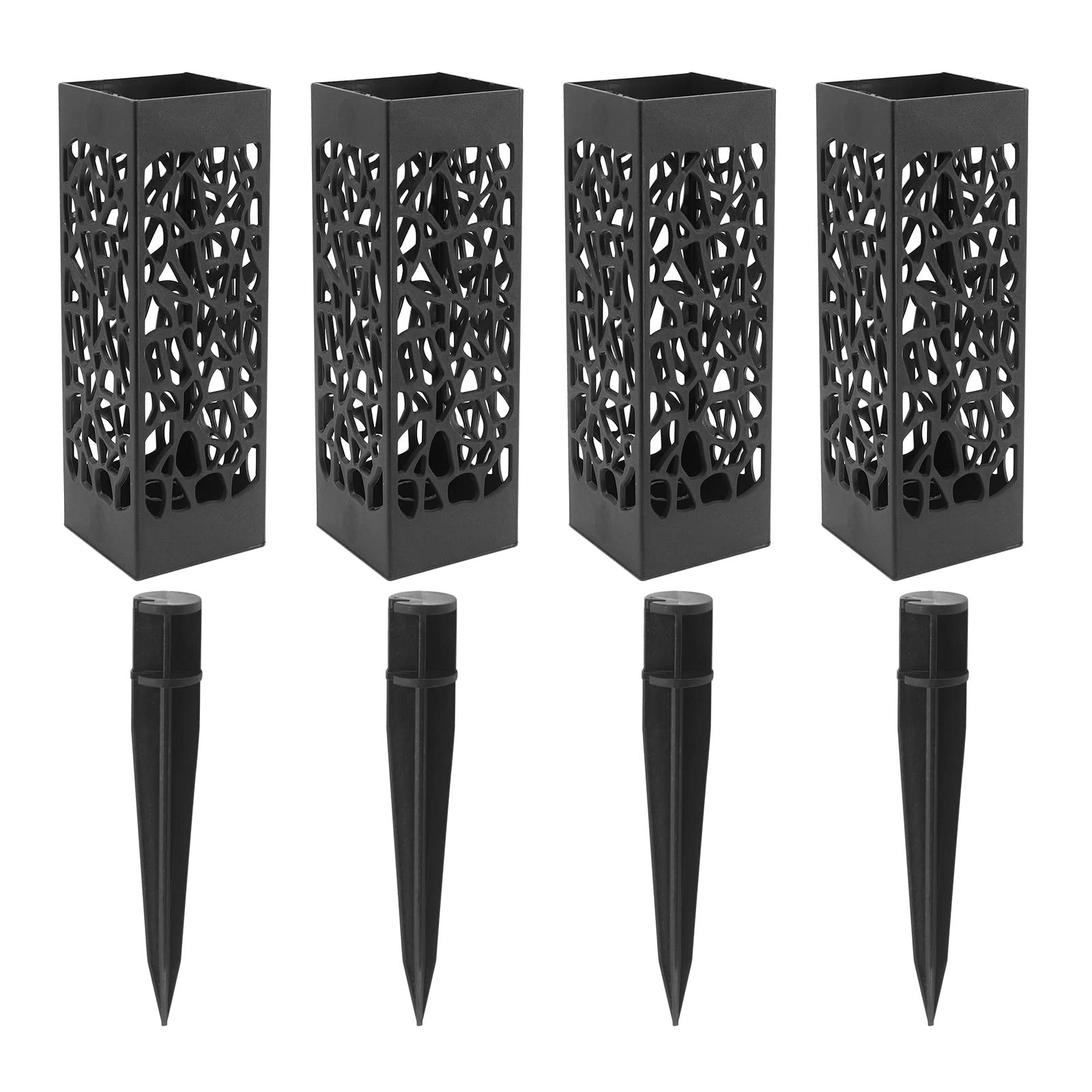 4Pcs Grave Flower Holders, ShawFly Grave Vase Rectangle Grave Flower Holders with Spike, Memorial Cemetery Vase for decoration of Cemeteries and Gardens Black