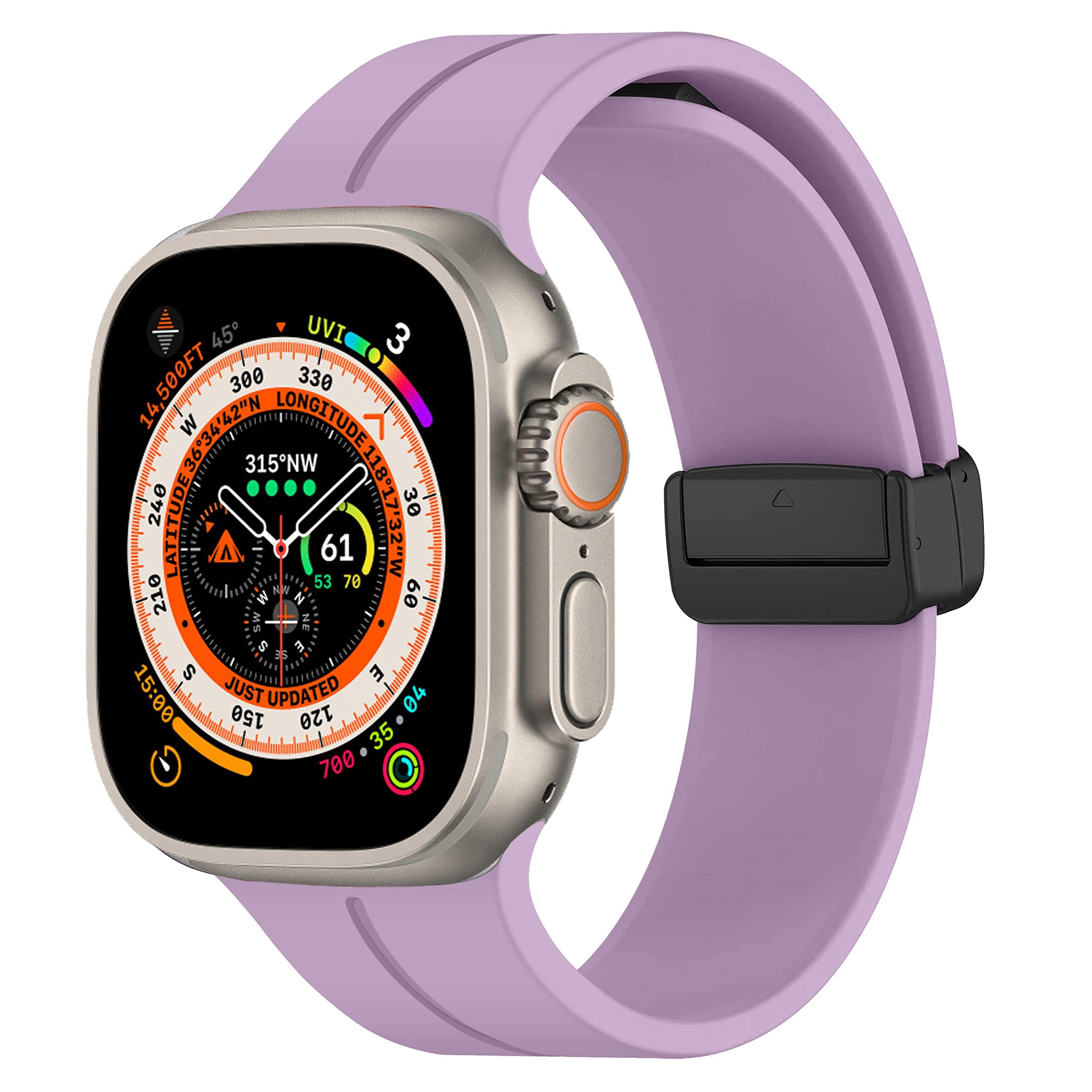 for Apple Watch Ultra 2 Strap 49mm 45mm 44mm 46mm 42mm 41mm 40mm 38mm Men Women, Adjustable Magnetic Buckle Sport Silicone Band for Apple Watch SE Strap Series 10/9 8/7/6/5/4/3/SE 2nd/Ultra 2 Ultra
