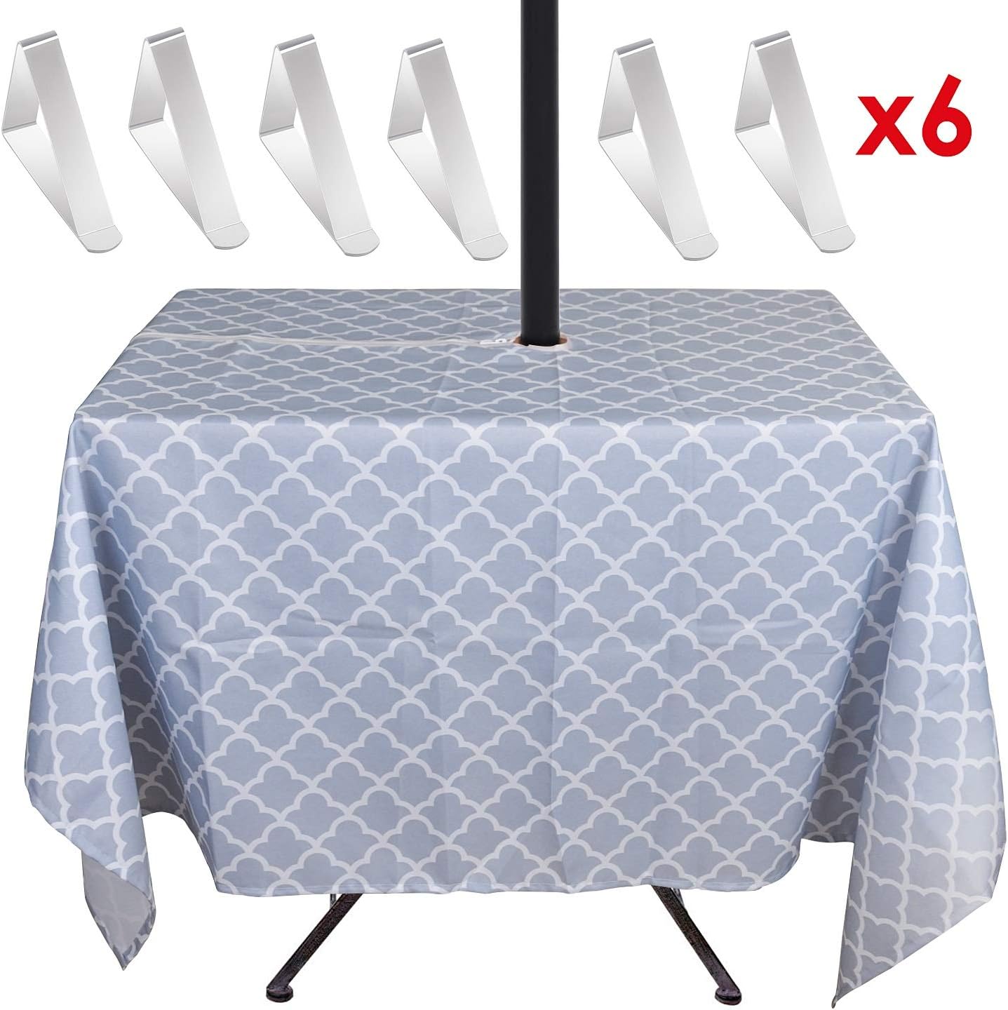 MKISHINE Tablecloth for patio table,bonus 6 clips fit patio table