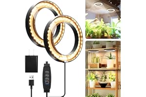 Mosthink 6.3" Ceiling Grow Lights for Indoor Plants, 144 LEDs Plant Light Full Spectrum, Under Cabinet Growing Lamp with Auto Timer, 10 Dimmable Levels, 3 Modes with Transparent Cover,Corded