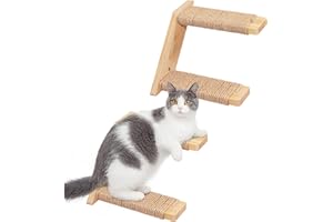 PELUOMOZ Cat Wall Steps 2-Pack, Two Step Cat Climbing Shelves, Wall-Mounted Reversible Stairway with Durable Sisal Scratching Rope, Ideal for Perching, Climbing, and Playing Furniture