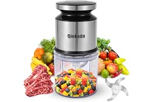 Qinkada Mini Food Processor, 2.5Cup/ 600ML Baby Food Maker, 400W Power Grinder for Fruit, Vegetable, Meat, Baby Food Puree Bl