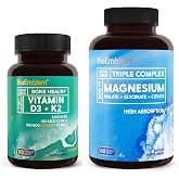 BioEmblem Triple Magnesium Complex 180 Capsules with Vitamin D3 K2 90 Capsules