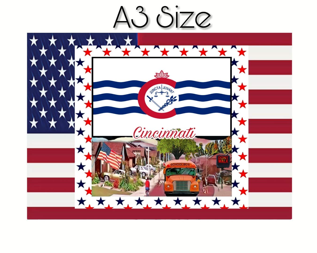 Cincinnati Ohio American Flag 1980 S Street A3 Poster Amazon Co Uk Handmade