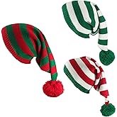 HAPPYLIVE SHOPPING 3 Pcs Christmas Knitted Santa Hat Elf Hats Xmas Winter Hats Knit Beanies Soft Adult Skull Cap for Women Men Ski Costume Party