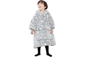 Lzzidou Oversized Blanket Hoodie for Women, Two Layers Cozy Flannel Sherpa Wearable Blanket Sweatshirt Adult