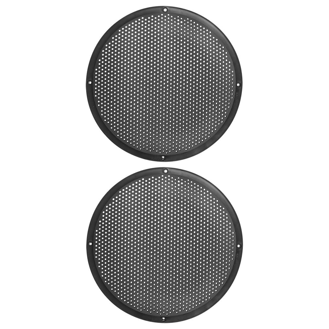 MACHSWON 2pcs 10'' Plastic Audio Speaker Cover Mesh Subwoofer Grill Horn Guard Decorative Circle Grille Protector Black for Auto Car