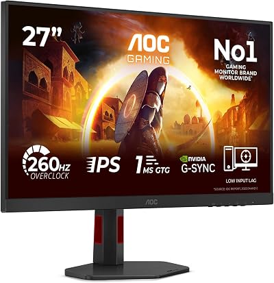 AOC 27G4ZR 27 inch FHD Gaming Monitor 260Hz Fast IPS 0.3ms HDR10 G-Sync