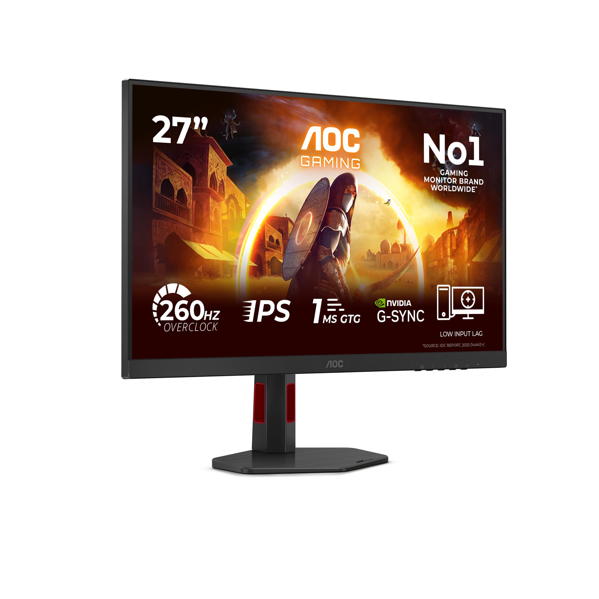 AOC 27G4ZR 27 Zoll FHD Gaming Monitor, 260Hz, Fast IPS Panel, 1ms GtG, HDR10, G-Sync Compatible, Höhenverstellung,(1920x1080 HDMI 2X 2.0 DP 1x 1.4) Schwarz