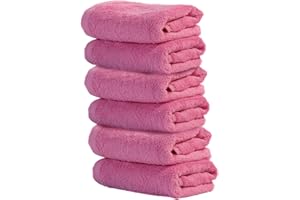 Ôhm - Terry Cloth Towel Set - 6 Extra Fluffy & Soft Hand Towels - 16x28 Inch - for Home, Hotel & Spa Turkish Cotton & Oeko-TEX Certified - Pink