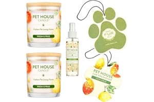 One Fur All Pet House Candle Value Pack - Plant-Based/Soy Candle - Clean Burning Scented Candles, Long Lasting Pet Odor Candle for Home - Fresh Citrus