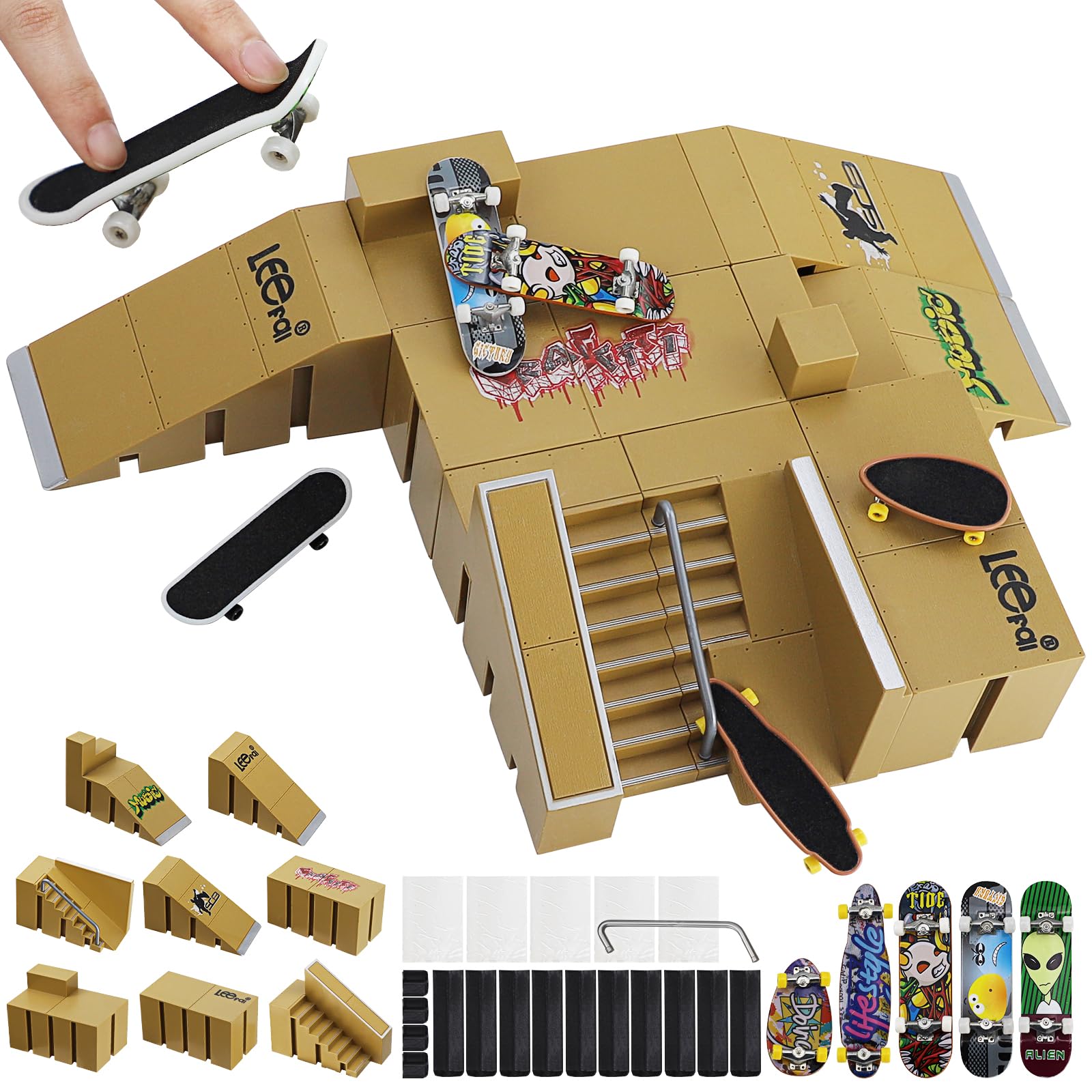 8 Pcs Finger Skateboards, Mini Fingerboard DIY Set, Kids’ Toy for Boys and Girls