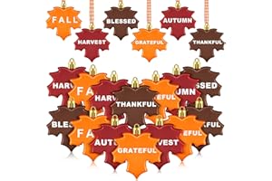 Glitinsel 24 Pieces Thanksgiving Maple Leaf Hanging Ornaments Fall Maple Leaf Tree Pendant Harvest Maple Leaf Hanging Decor Autumn Decorative Hanging Leaves for Party Supplies Door Garland Gift