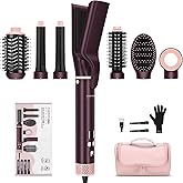 7-in-1 Hot Air Styler, PARWIN PRO BEAUTY Travel Dual Voltage MaxAIR 2.0 Multi-Styler Set, 110,000RPM High Speed Hair Dryer Brush with Air Hair Straightener, 1.1 Inch Auto-Wrap Curlers, Jasper Plum