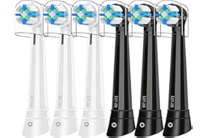 JUZFLOW Replacement Heads Compatible with Oral B iO Toothbrush, for Oral B iO 2/3/4/5/6/7/8/9/10 Series Electric Toothbrushes, Medium Softness for Protect Teeth and Gums, 6 Pack, White/Black