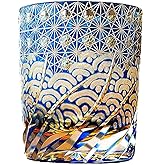 JEKE Edo style Color Hand Cut Crystal Glass Tumbler Whisky Gass 9 Oz Glassware with Luxury Gift Box,Cocktail-Vodka-Beer Drinkingware Glasses In Gift Carton (D)