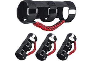 KOOLYNHO Roll Bar Grab Handles Hand Grips Accessories Paracord Hand Grab for Jeep Wrangler JL JK TJ YJ Gladiator Sahara Rubicon Unlimited (Red 4 Pack)