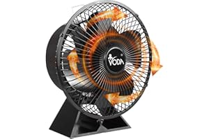 VODA Stove Fan with Protective Cover Heat Powered Wood Stove Fans 4 Blades Slient Fireplace Fan for Wood Burning Stoves Fireplaces…