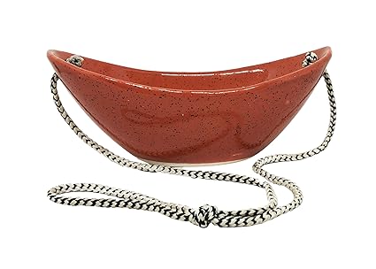 ShopMeFast Hanging Ship Handcrafted Ceramic Pots Ceramic Planter for Indoor Plants/Planters,Home Decor,Garden Decor,Office Decor,Decorative Succulent Pot (Color: Red)(L:21 cm, W:10 cm, H:8 cm)