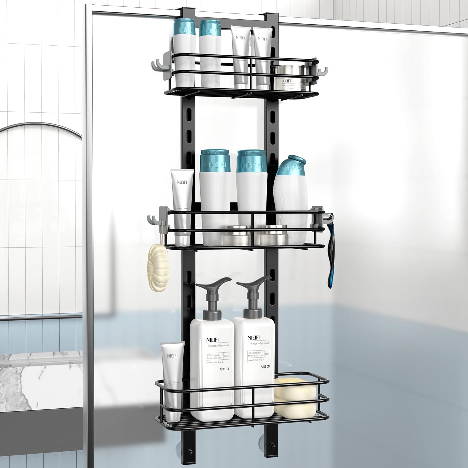 Relibi Rack Nieifi Over The Door Shower Caddy Pantry Organizer Rack with Reliable ...