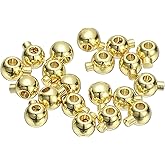 uxcell 20 Pcs Round Crimp Beads, 3.2mm Copper Spacer Beads Connectors Loose Beading Findings End Stopper for Earrings Necklaces Bracelets Pendant DIY Crafts, Light Gold
