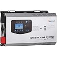 2000W Peak 6000W Pure Sine Wave Power Inverter Charger DC 12V to 120V AC Output Converter with LCD Display, Off Grid Low-Frequency Inverter for Sealed Gel AGM Flooded Lithium Battery Charger…