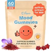 Saffron Gummies for Kids, with Passion Flower, Saffron Extract &amp; GABA | Supplement for Calm Mood Support, Focus &amp; Relaxation, Mood Gummies Natural Berry Flavor, for Children Ages 4-14, 60 Gummies