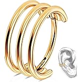G23 Titanium Conch Piercing Jewelry Hoop: 16G 8mm/10mm/12mm Diamond Cartilage Earring Helix Double Piercing Hoop Septum Rings Hypoallergenic Nose Rings Hinged Segment Clicker Lip Rings Rook Daith Tragus Earrings