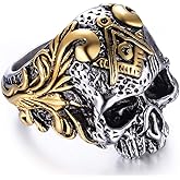 Jude Jewelers Stainless Steel Gothic Skull Vintage Masonic Biker Ring