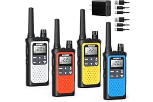 NXGKET Walkie Talkies for Adults Long Rang NOAA Weather Alerts, Rechargeable Walkie Talkies 2 Way Radio 22 FRS Channel with 1800mAh Li-ion Battery Charger USB-C Cable Outdoor Cruises Camping, 4 Pack