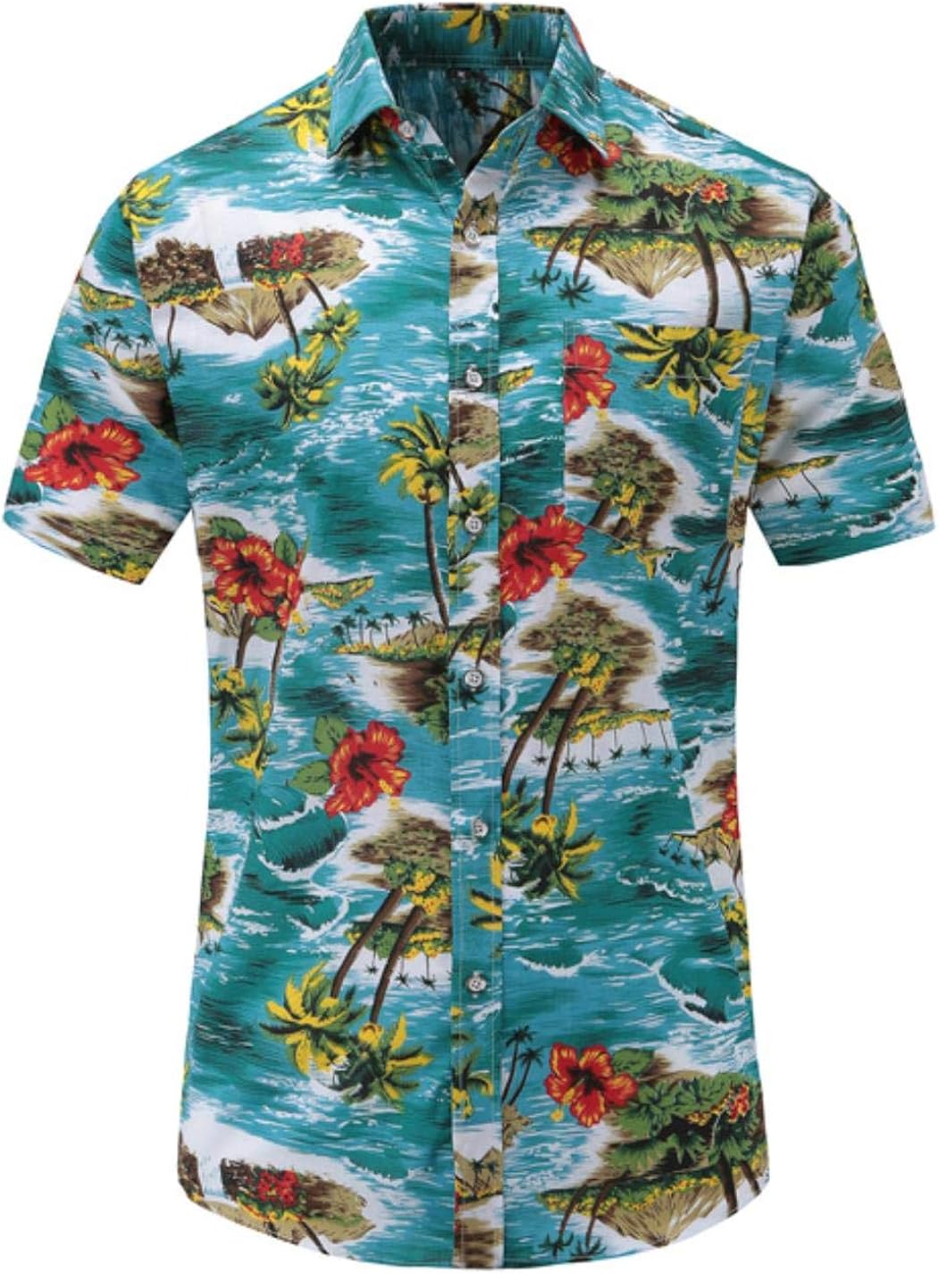 Men's Plus Size Summer Short Sleeve Hawaiian Shirts Cotton Casual