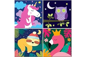MAXBYE 4 Pack Paint by Numbers Kit for Kids Ages 4-8-12, Cute Animals Peinture a Numero Enfant with Pre Drawn Canvas Boards, 