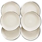 MORA Ceramic Helix Swirl Salad Plates Set of 6, 8in Spiral Porcelain Dish for Kitchen, Small Dinner, Lunch, Appetizer, Dessert, etc - Dishwasher, Microwave, Freezer, Oven Safe Dishware - Snowy White