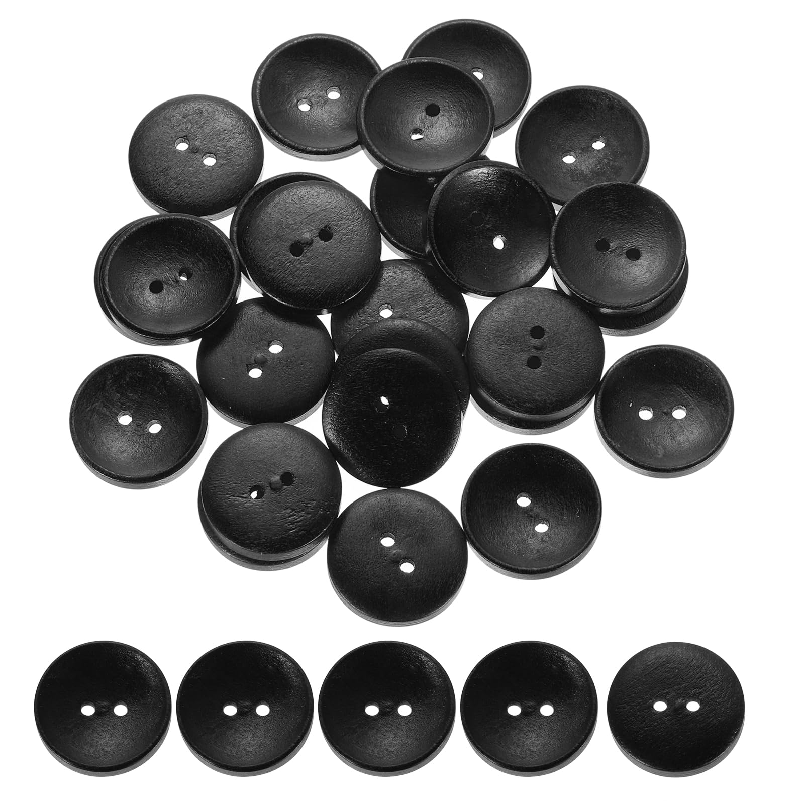 Photo 1 of uxcell 100Pcs Wooden Buttons, 25mm(0.98 Inch) 2 Hole Round Wood Sewing Button Craft for Sewing DIY Craft Clothing, Black