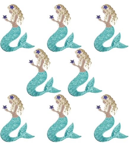 FINGERINSPIRE 4 Pack Mermaid Sequined Embroidery Applique Patch - 7.8x5.3 Inch Iron-On Or Sew-On Decoration - View #5