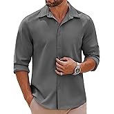 COOFANDY Mens Long Sleeve Button Down Shirts Casual Untucked Shirts Stretch Shirts