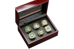 GENERIC NATIONAL FOOTBALL CHAMPIONSHIP RING 1961 1965 1966 1967 1996 2010 GREEN BAY ，SIX CHAMPIONSHIP RINGS WITH WOOD BOX GIFT FOR CHRISTMAS AND BIRTHDAY